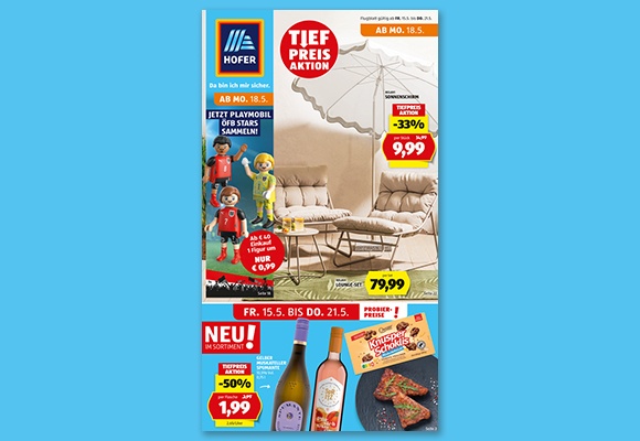 Das online HOFER-Flugblatt wird auf einem Tablet betrachtet.