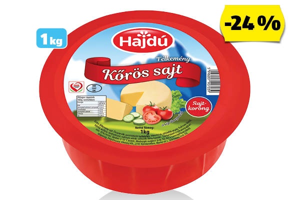 HAJDÚ Kőrös sajtkorong, 1 kg/darab