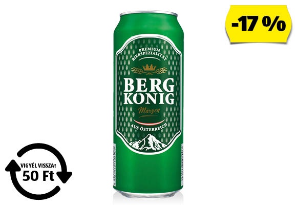 BERGKÖNIG Märzen világos sör, 0,5 l/doboz