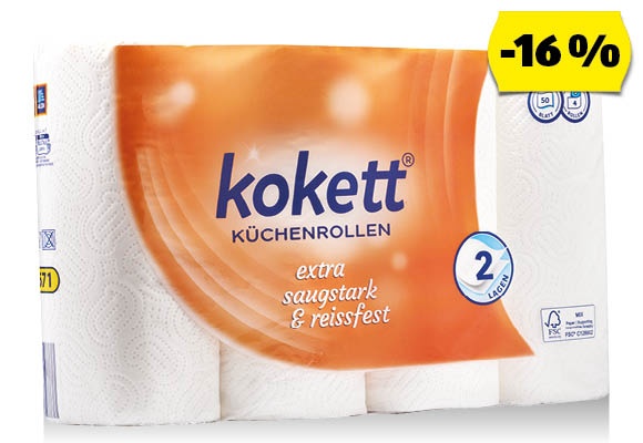 KOKETT Konyhai papírtörlő, 4 tekercs/csomag