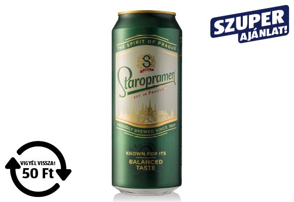 STAROPRAMEN Világos sör, 0,5 l/doboz