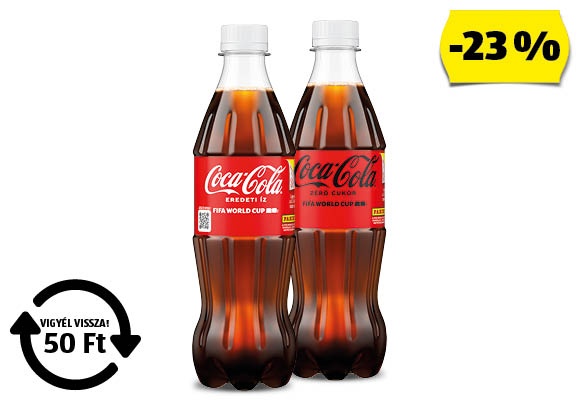 COCA-COLA Szénsavas üdítőital, 0,5 l/palack