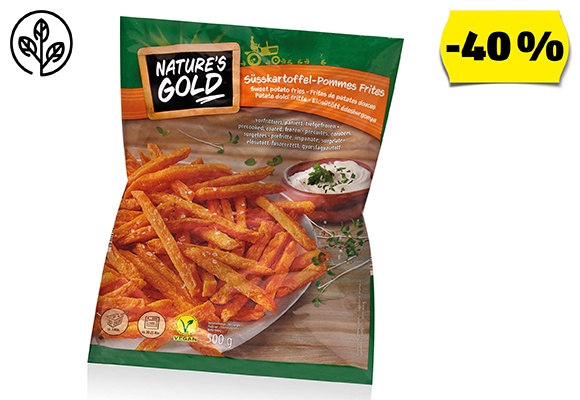 NATURE’S GOLD Édesburgonya-hasábok, 500 g/csomag