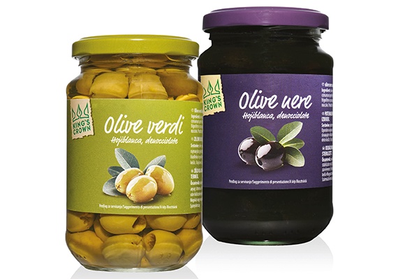 KING’S CROWN Magozott olívabogyó, 320 g (170 g), vagy 320 g (160 g)