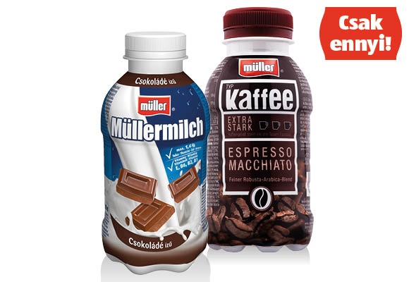 MÜLLER Tejital vagy tejital arabica kávéval, 400 g vagy 250 ml/palack