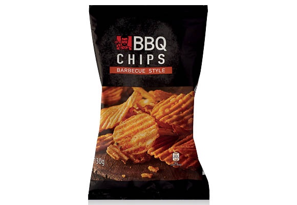 BBQ Hullámos burgonyachips, 130 g/csomag