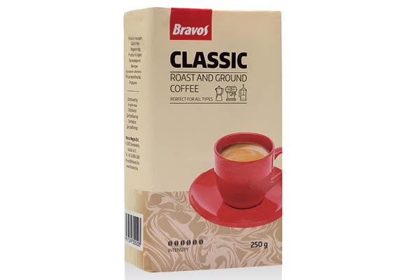 BRAVOS CLASSIC Őrölt, pörkölt kávé, 250 g/csomag