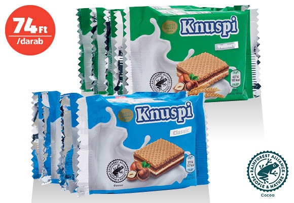 FINEST BAKERY Knuspi töltött ostya, 5 x 25 g vagy 5 x 22 g/csomag