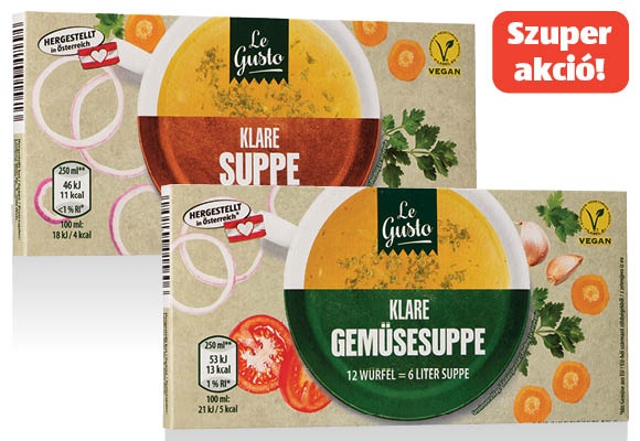 LE GUSTO Zöldségleves- vagy erőleveskocka, 126 g vagy 120 g/doboz