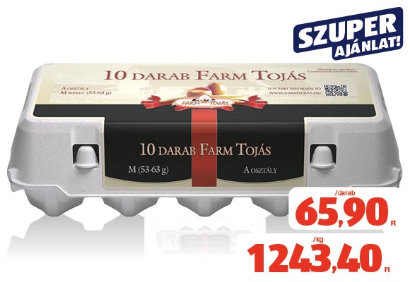 FARM TOJÁS Tojás, 10 darab/doboz