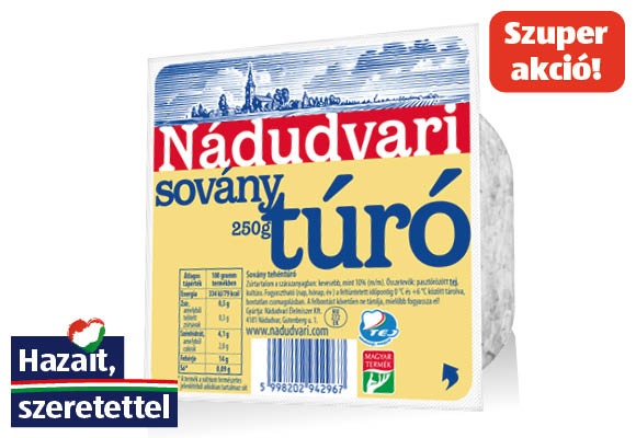 NÁDUDVARI Sovány túró, 250 g/csomag