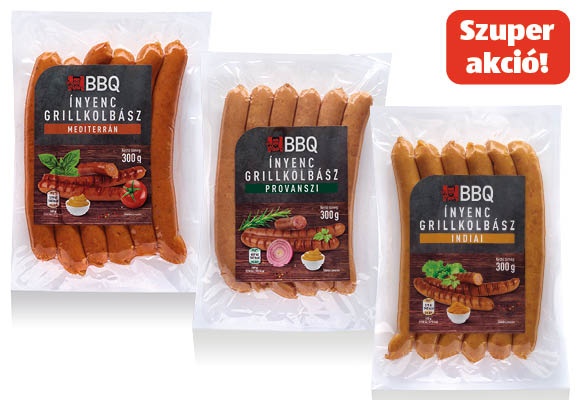 BBQ Ínyenc grillkolbász, 300 g/csomag