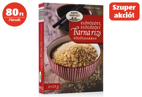 HAPPY HARVEST Barna rizs főzőtasakban, 2 x 125 g/doboz