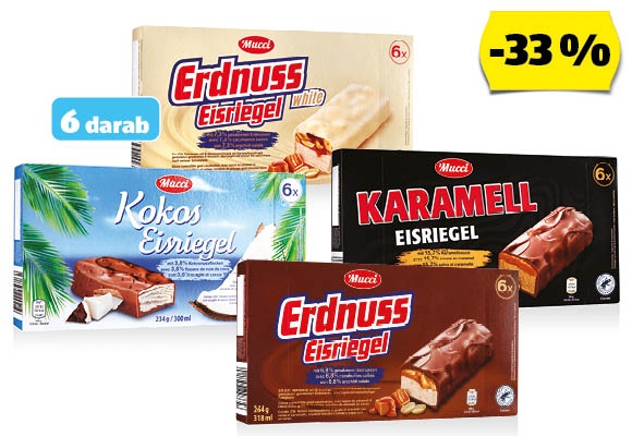 MUCCI Jégkrémszelet, 318 ml, 306 ml vagy 300 ml/doboz