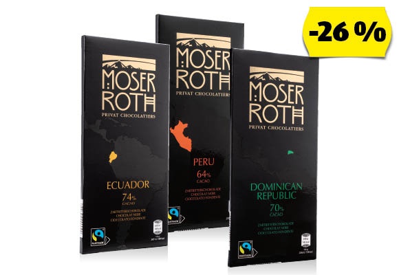 MOSER ROTH Fairtrade csokoládé, 100 g/darab