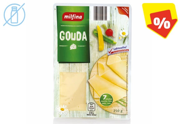 MILFINA Gouda sajt, szeletelt, 250 g/csomag