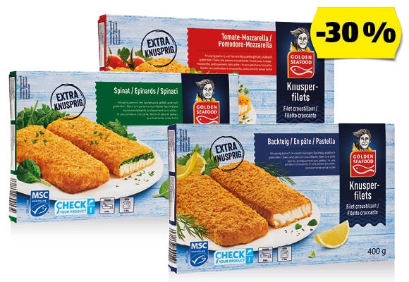 GOLDEN SEAFOOD Ropogós halszeletek, 400 g/doboz