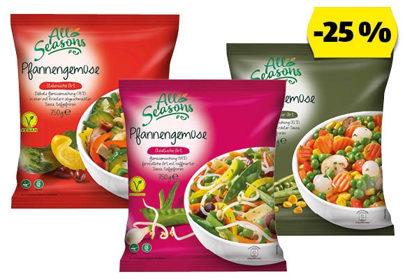 ALL SEASONS Serpenyős zöldségek, 750 g/csomag