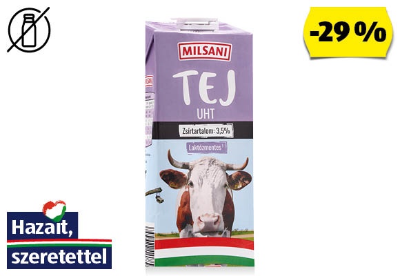 MILSANI Laktózmentes UHT tej, 1 l/doboz