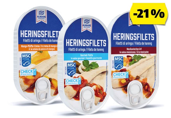ALMARE SEAFOOD Heringfilé szószban, 200 g/doboz