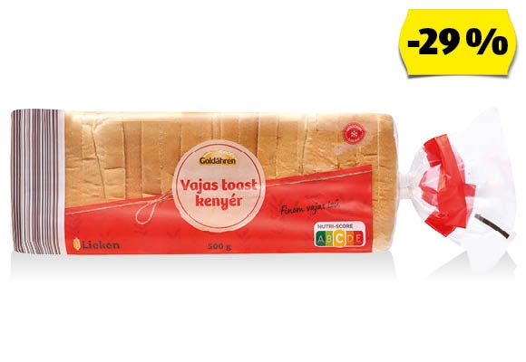 GOLDÄHREN Vajas toast-kenyér, 500 g/csomag