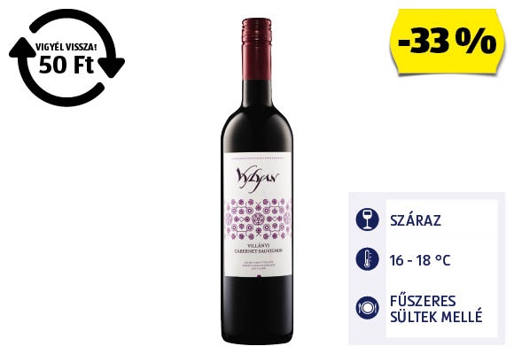 VILLÁNY Vylyan Cabernet Sauvignon, 0,75 l/üveg