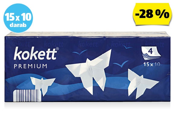 KOKETT Papír zsebkendő, 15 x 10 darab/csomag