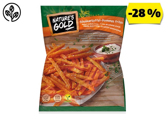 NATURE’S GOLD Édesburgonya-hasábok, 500 g/csomag