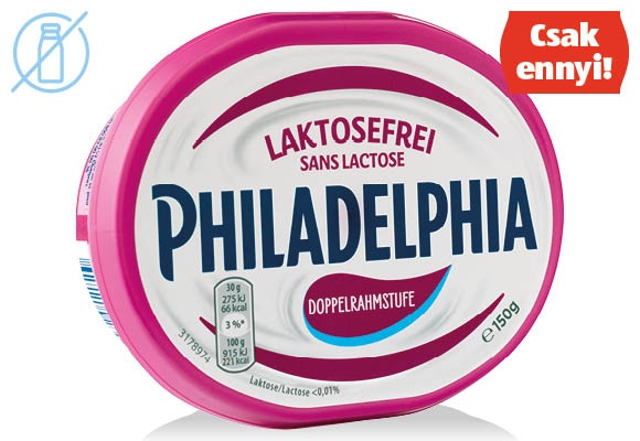 PHILADELPHIA Laktózmentes natúr szendvicskrém, 150 g/tégely