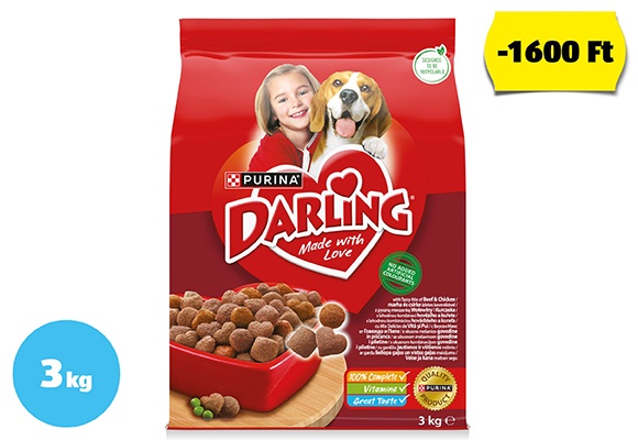 DARLING Teljes értékű kutyaeledel, 3 kg/csomag