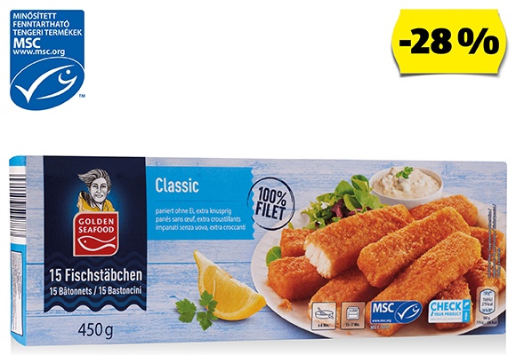 GOLDEN SEAFOOD Halrudacska filéből, 450 g/doboz