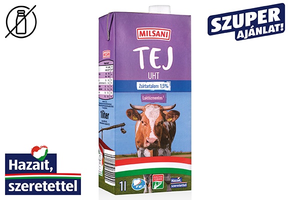 MILSANI Laktózmentes UHT tej, 1 l/doboz