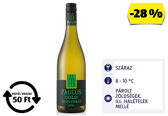 DUNÁNTÚL Paulus Chardonnay, 0,75 l/üveg