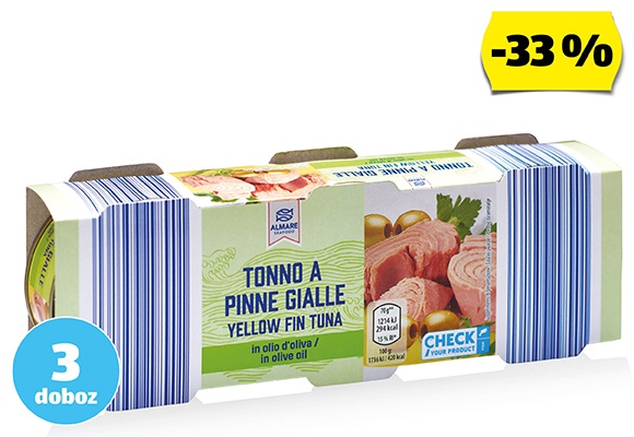 ALMARE SEAFOOD Tonhal olívaolajban, 3 x 70 g (3 x 52 g)/csomag