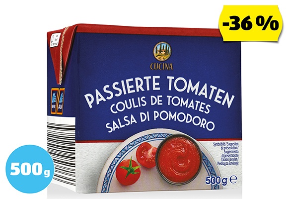 CUCINA Passzírozott paradicsom, 500 g/doboz
