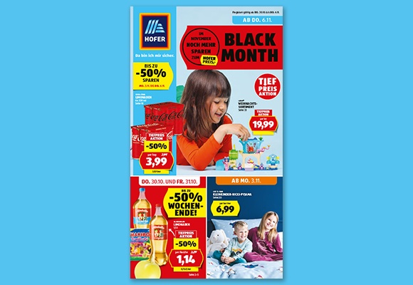 Das online HOFER-Flugblatt wird auf einem Tablet betrachtet.