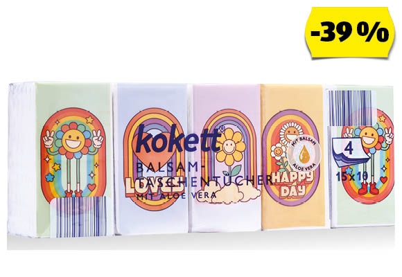 KOKETT Balzsamos papír zsebkendő, 15 x 10 darab/csomag