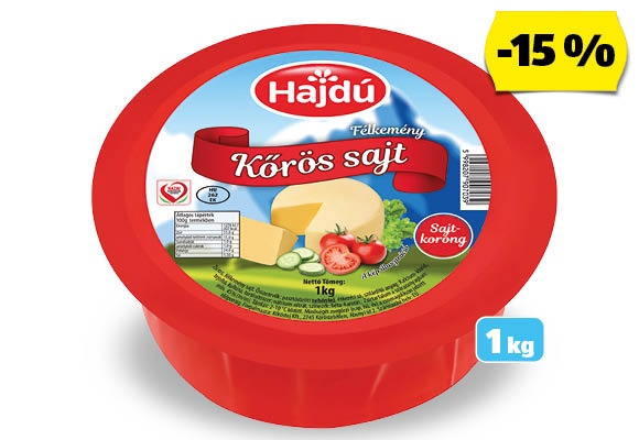 HAJDÚ Kőrös sajtkorong, 1 kg/darab