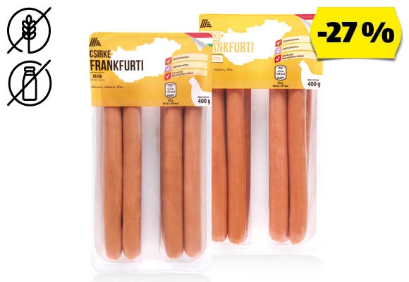 Csirke frankfurti, 400 g/csomag