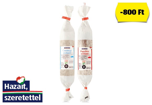 Csemege vagy paprikás szalámi, 400 g/darab