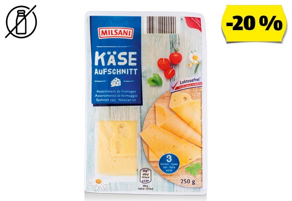 MILSANI Szeletelt sajtmix, 250 g/csomag