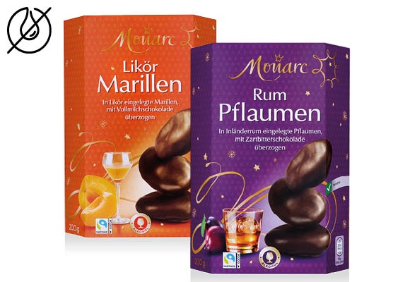 MONARC Csokoládés, alkoholos aszalt gyümölcsök, 200 g/doboz