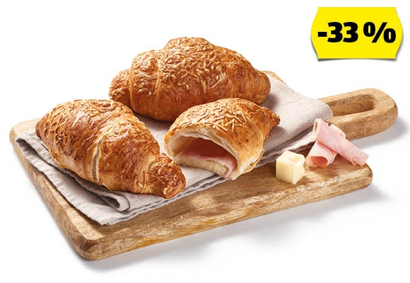 AZON MELEGÉBEN Sajtos-sonkás croissant, 95 g/darab
