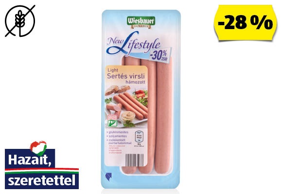 Light, hámozott sertésvirsli, 200 g/csomag