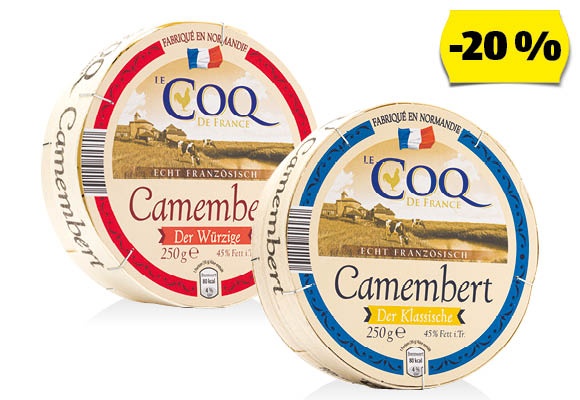 LE COQ DE FRANCE Fadobozos francia camembert sajt, 250 g/doboz