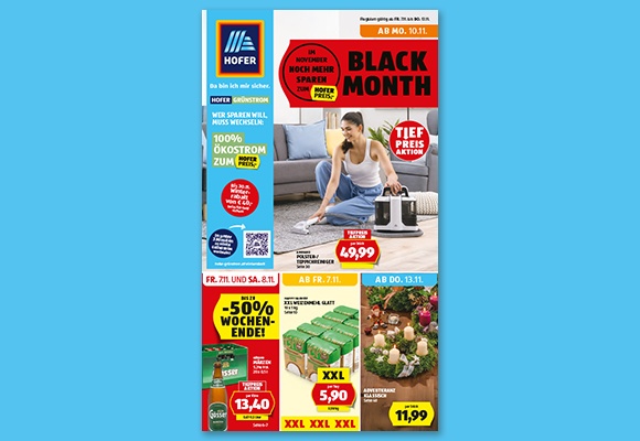 Das online HOFER-Flugblatt wird auf einem Tablet betrachtet.