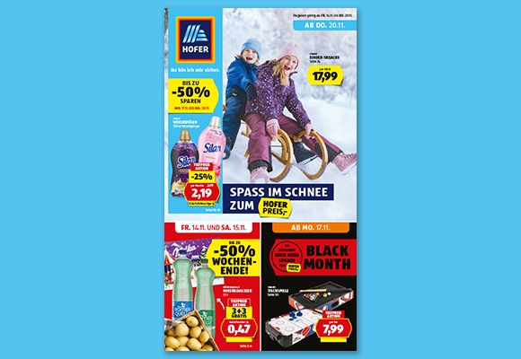 Das online HOFER-Flugblatt wird auf einem Tablet betrachtet.