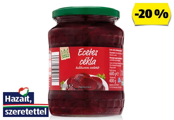 KING’S CROWN Ecetes cékla, 680 g (400 g)/üveg