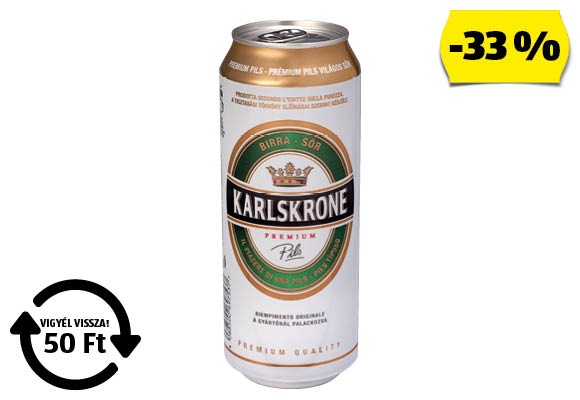 KARLSKRONE Prémium Pils, 0,5 l/doboz