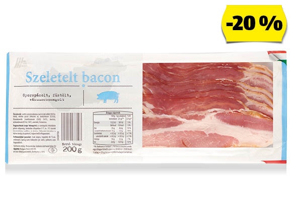 Szeletelt bacon, 200 g/csomag